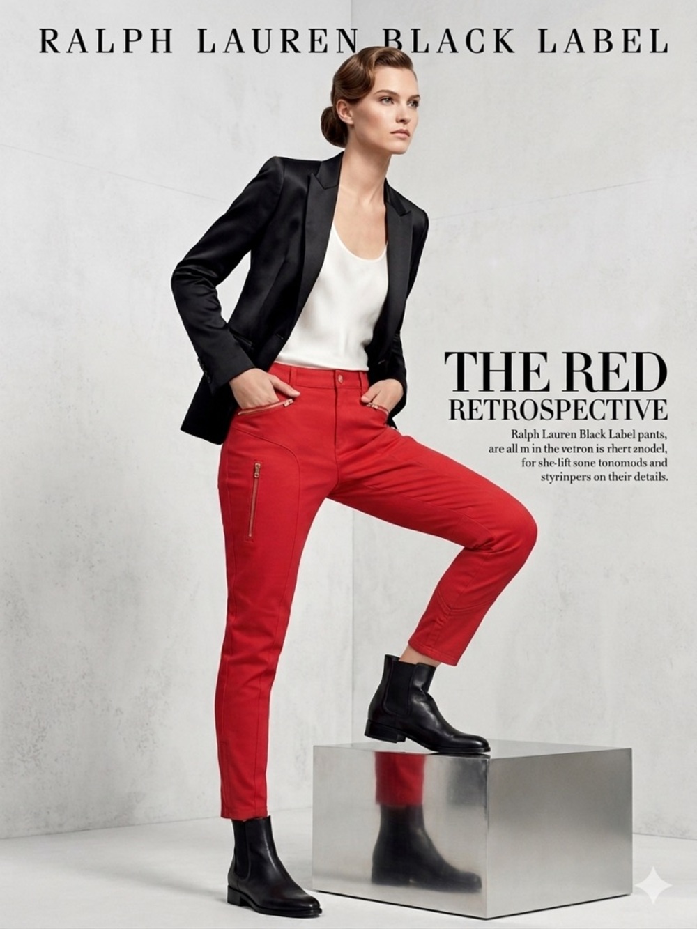 Ralph Lauren Black Label Red Slim Moto Pants Gold Zip Accents Women Sz 34 (Read)